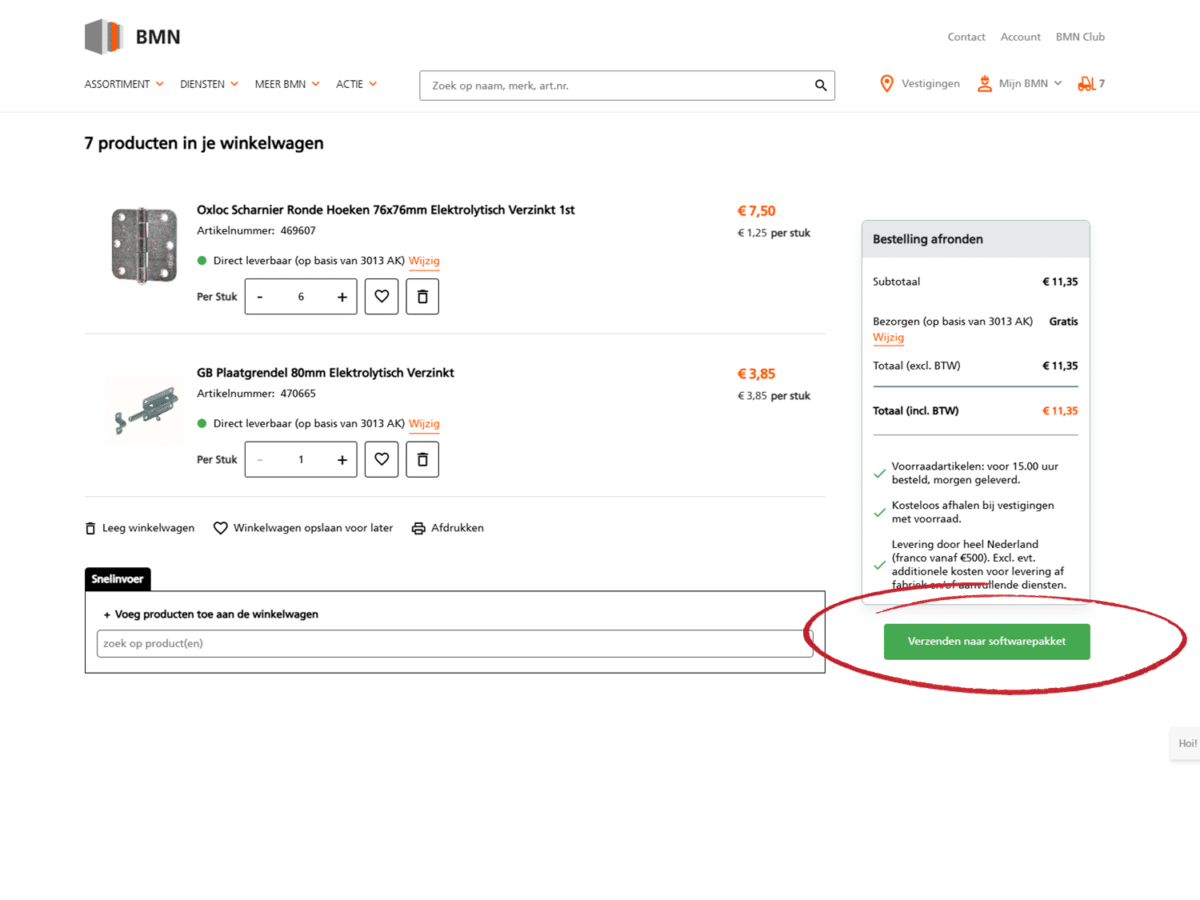 Voorbeeld BMN artikelen importeren in calculatie DEDDO