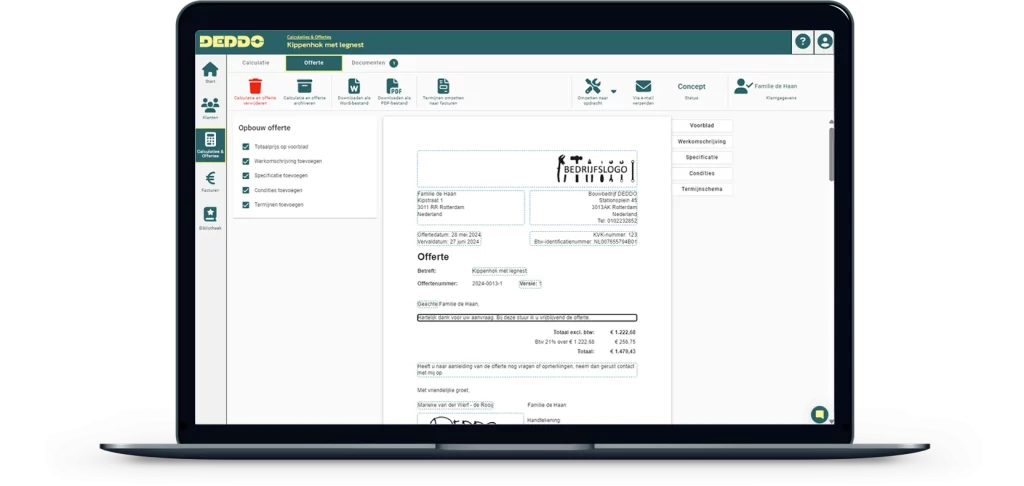 DEDDO software op laptop preview