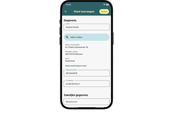Klant toevoegen op locatie via mobiele app DEDDO