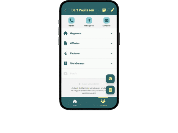 Klantgegevens opzoeken en direct bellen of navigeren via de mobiele app van DEDDO