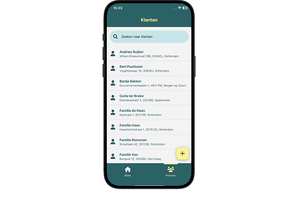 Klantgegevens op mobiel DEDDO app