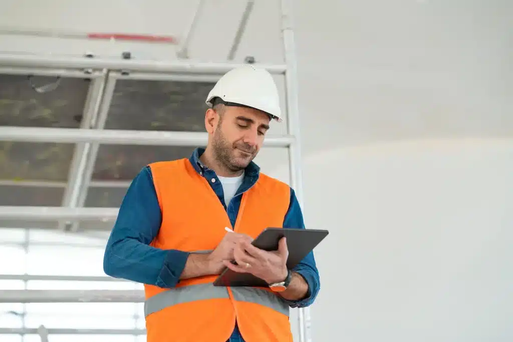 Kwaliteitsborger controleert de bouw