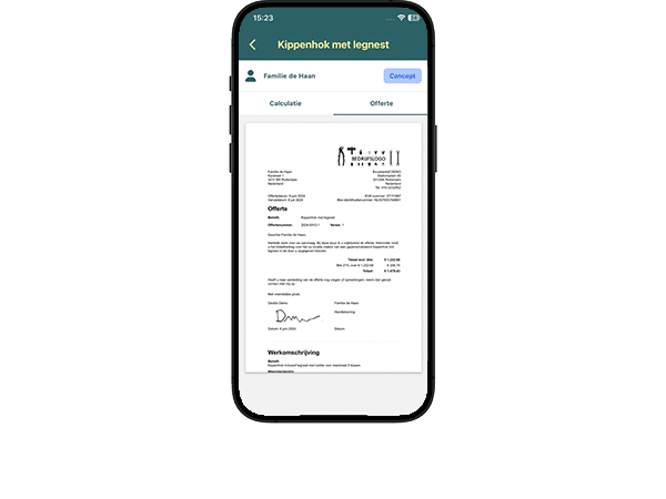Offerte bekijken via mobiele app DEDDO