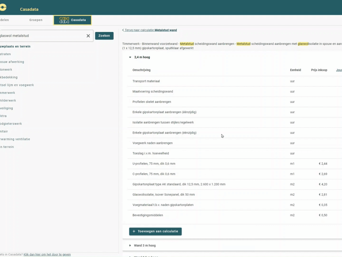 Screenshot gevulde bibliotheek Casadata in DEDDO