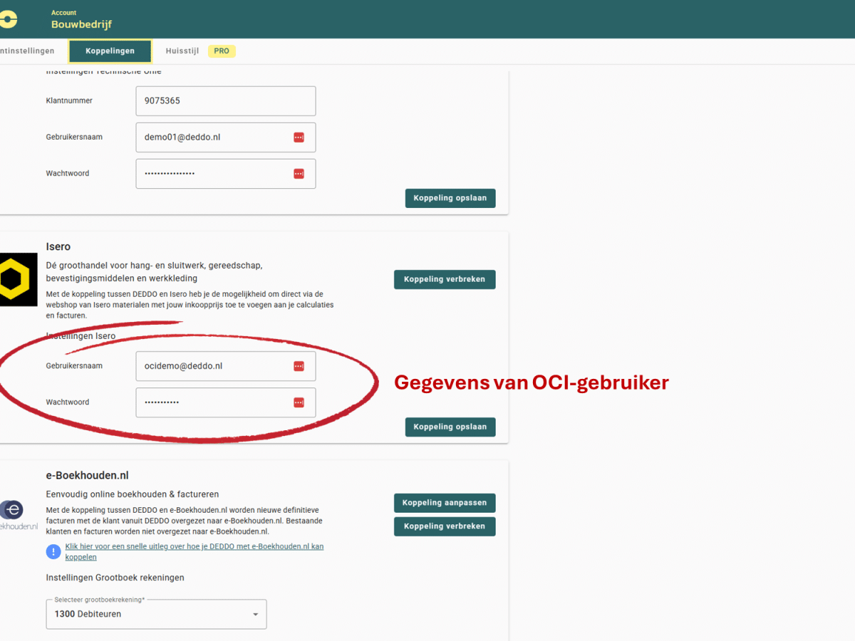 Screenshot Isero koppelen met DEDDO uitleg