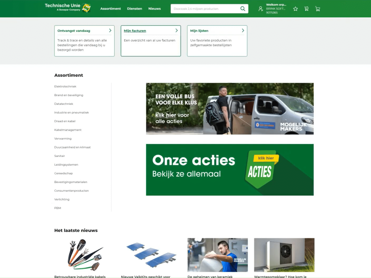 Screenshot Technische Unie koppelen aan DEDDO