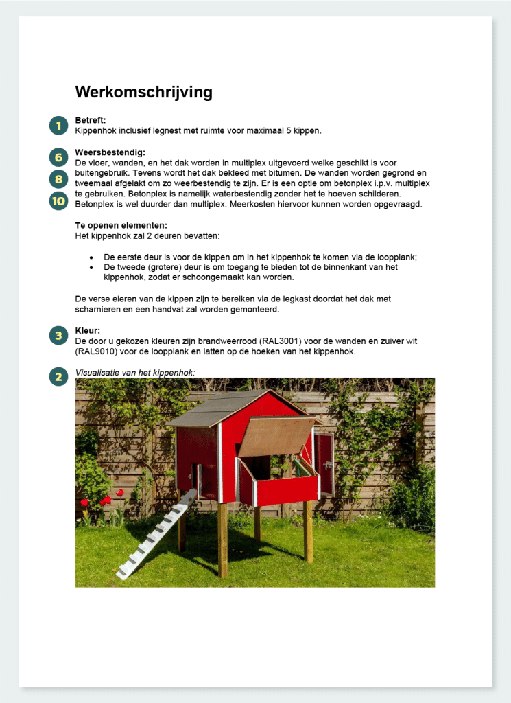 Werkomschrijving voorbeeld uit offerte gemaakt in DEDDO 11 tips - deel 1