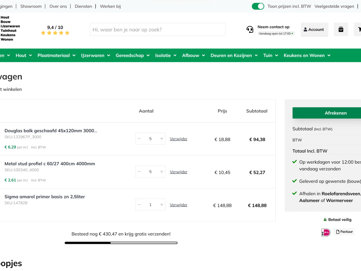 Bestelling plaatsen bij CarpentierMooren via DEDDO